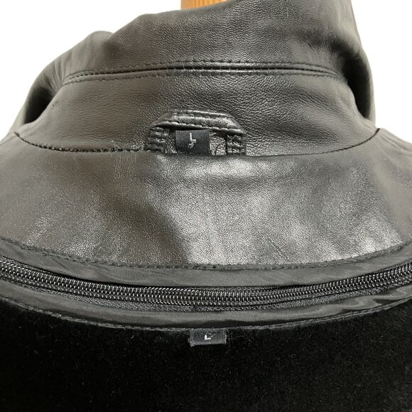 Vintage Black Leather Car Coat with Zip-in Faux Fur Lining 3/4 Length 90s - Picture 10 of 12